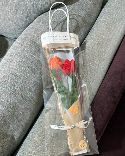 A single crocheted rose
